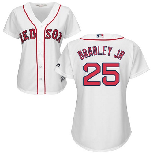 Red Sox #25 Jackie Bradley Jr White Home Women's Stitched MLB Jersey - Click Image to Close